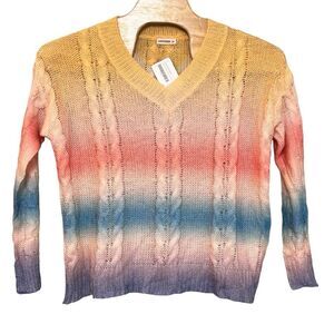 Andthewhy Women's Size Small/Medium Pastel Multicolor V-neck Lightweight Sweater